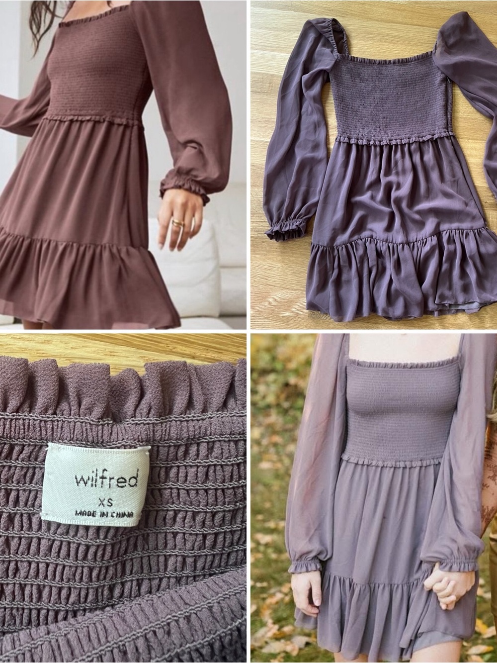 Aritzia Wilfred Tempest Mini Dress XS color SPARROW